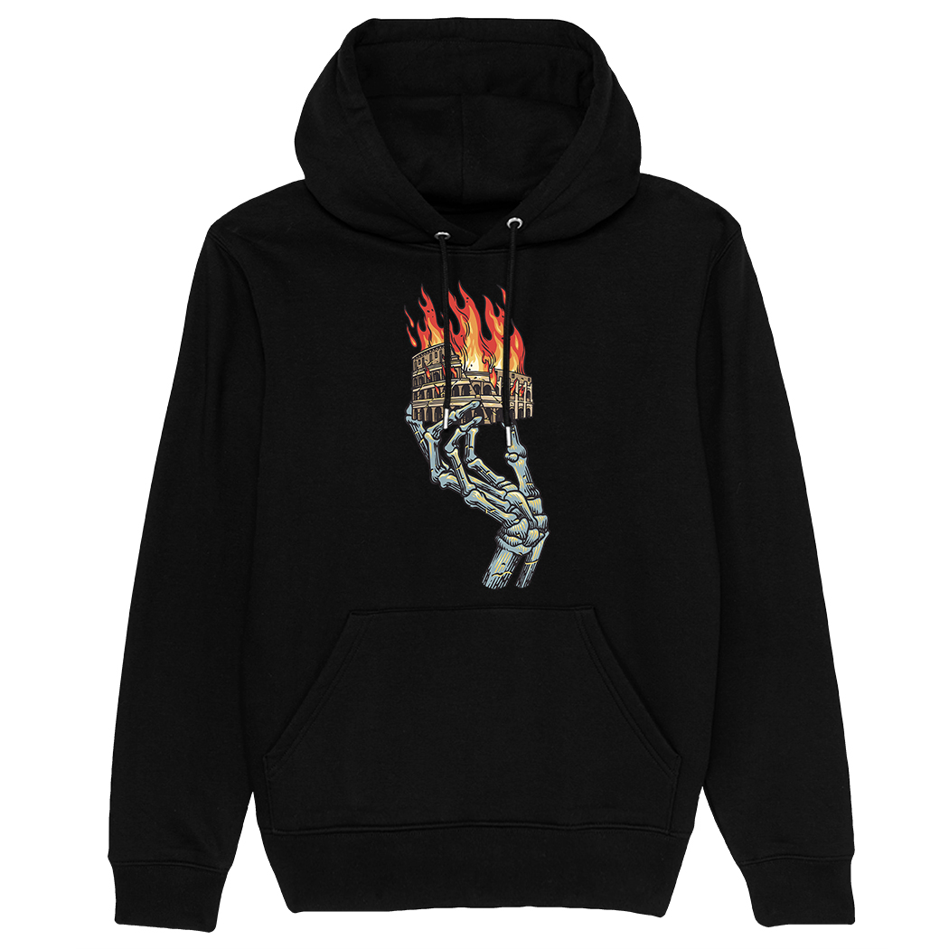 FELPA CAPPUCCIO - ROMA BRUCIA nera