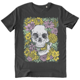 T-SHIRT UNISEX - FLOWER SKULL antracite
