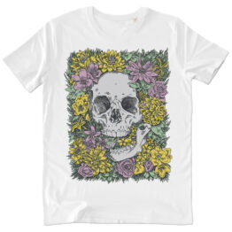 T-SHIRT UNISEX - FLOWER SKULL bianca